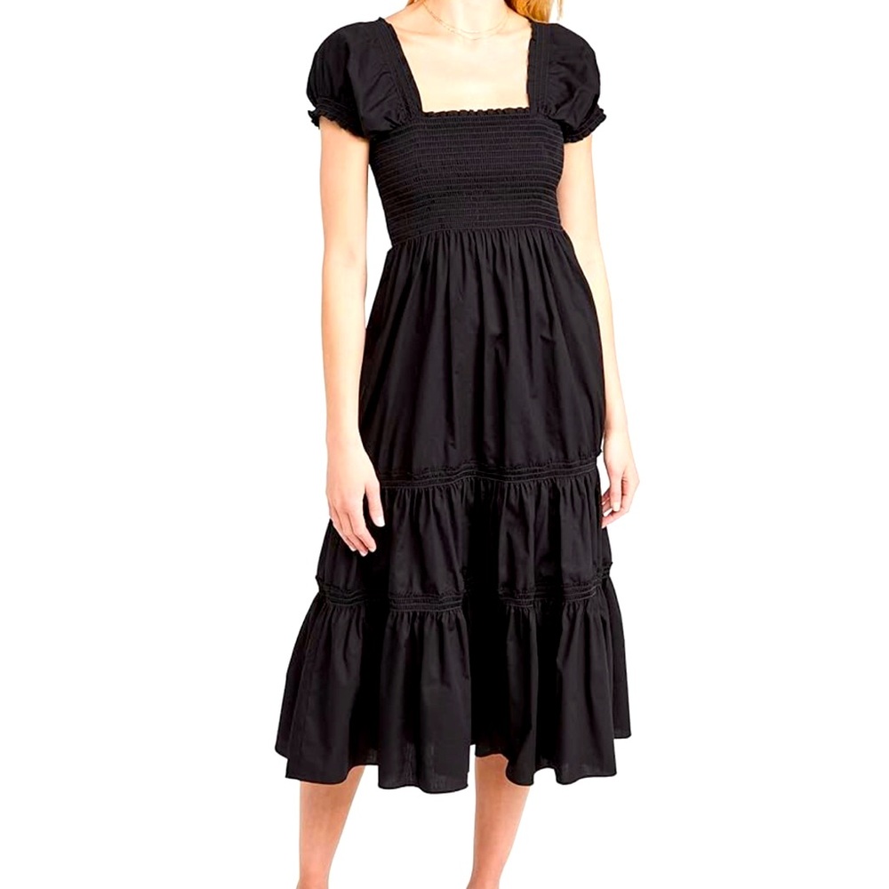 Square neck smocked maxi dress